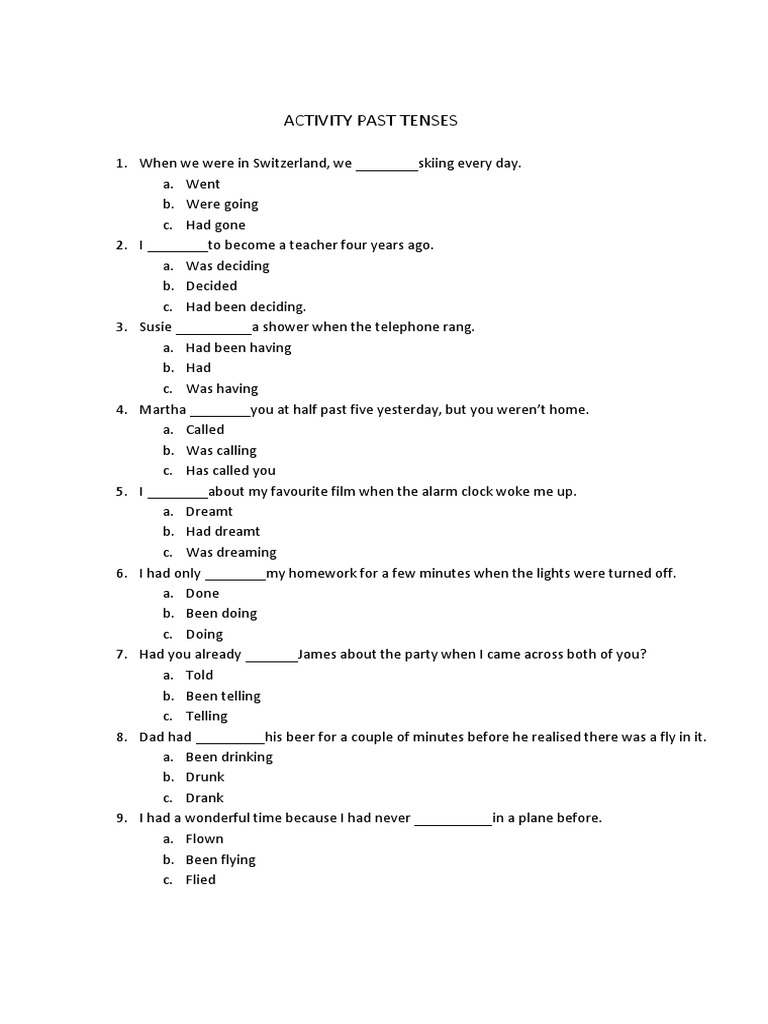Mixed Tenses Practice Worksheet | PDF