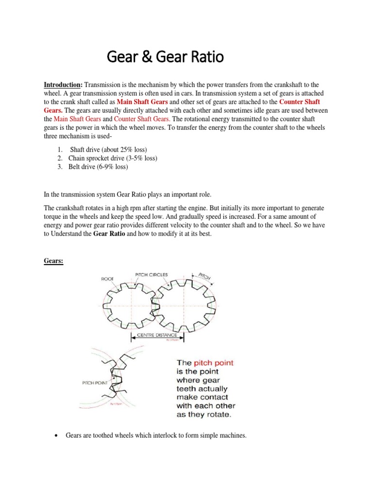 Gear & Gear Ratio | PDF | Transmission (Mechanics) | Gear