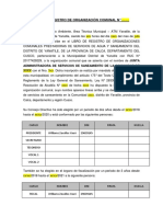 Acta de Registro de Organización Comunal - Plantilla