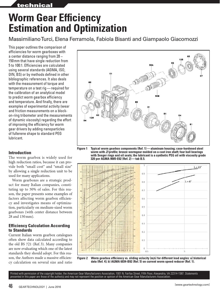 Worm Gear efficiency estimation and optimization.pdf Transmission