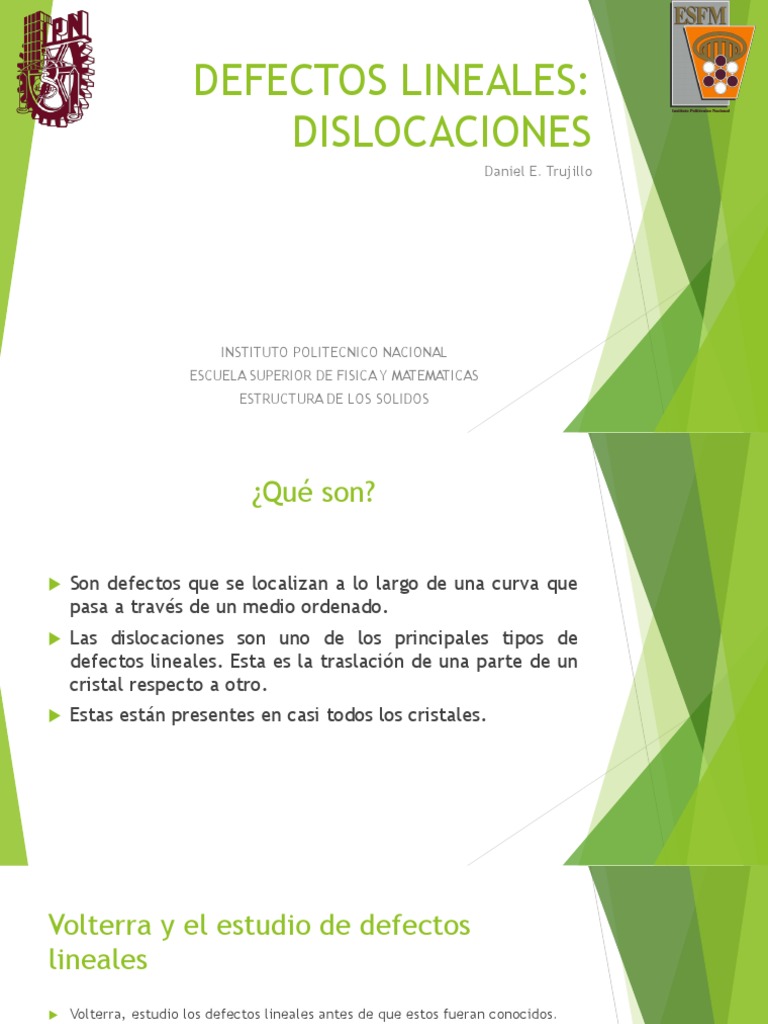 DEFECTOS LINEALES | Dislocación | Física y matemáticas