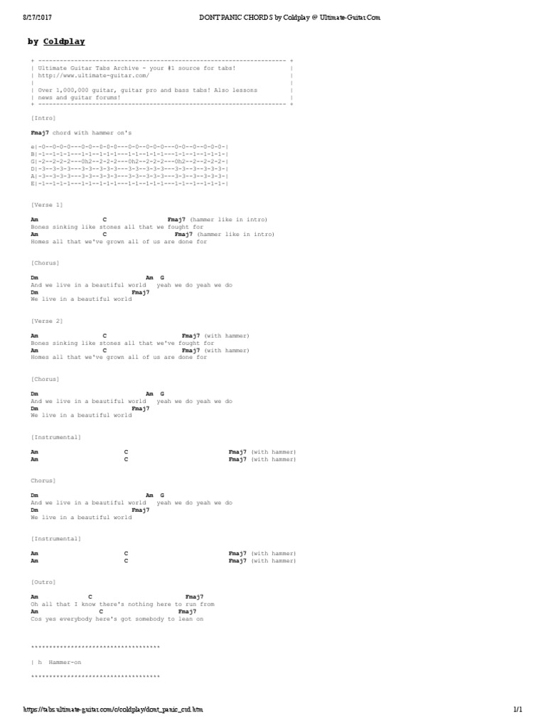 Coldplay Don T Panic Solo Acustica Song Structure
