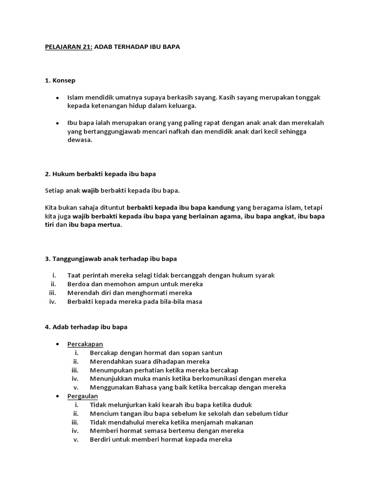 Nota Adab Kepada Ibu Bapa Pdf