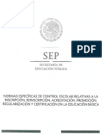 Normas Específicas de Control Escolar 26 Julio 2018