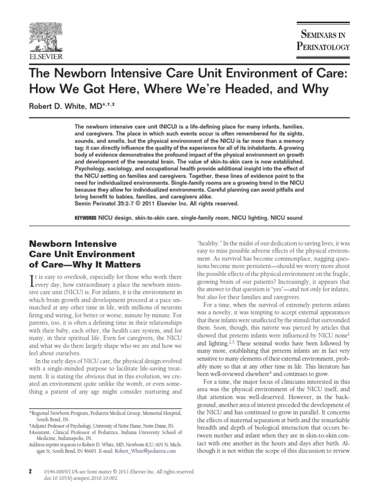 The Newborn Intensive Care Unit Environment of Care | PDF | Neonatal ...