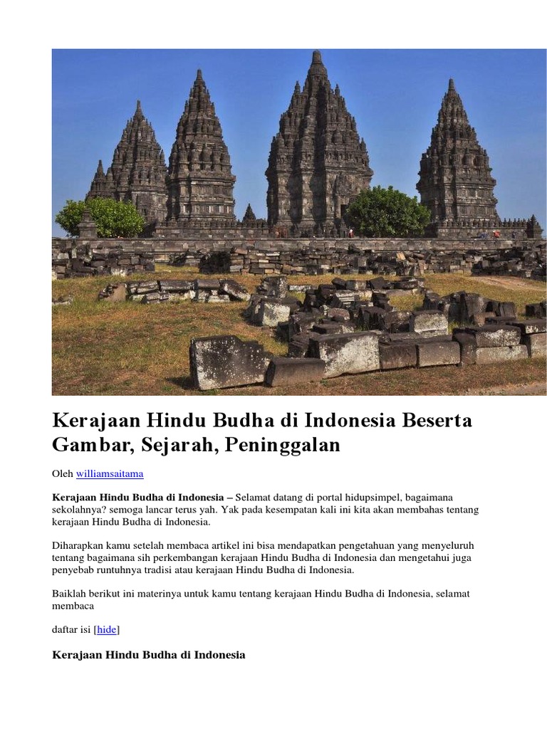 Kerajaan Hindu Budha Di Indonesia Beserta Gambar