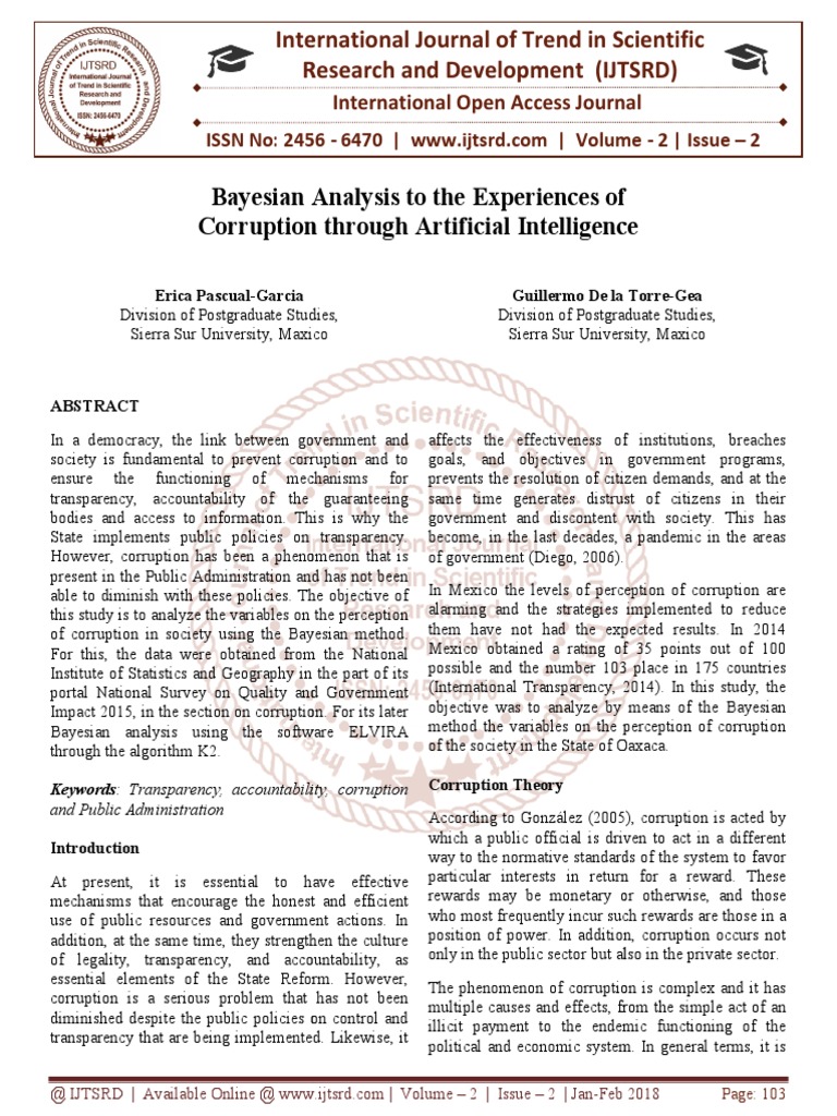Bayesian Analysis To The Experiences of Corruption Through Artificial ...