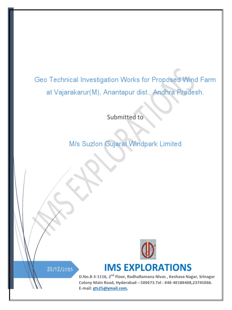 SBC Soil Test Report for Wind Farm | PDF | Natural Materials | Earth ...