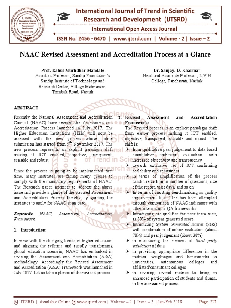 NAAC Accreditation Process Overview | PDF | Curriculum | Educational ...