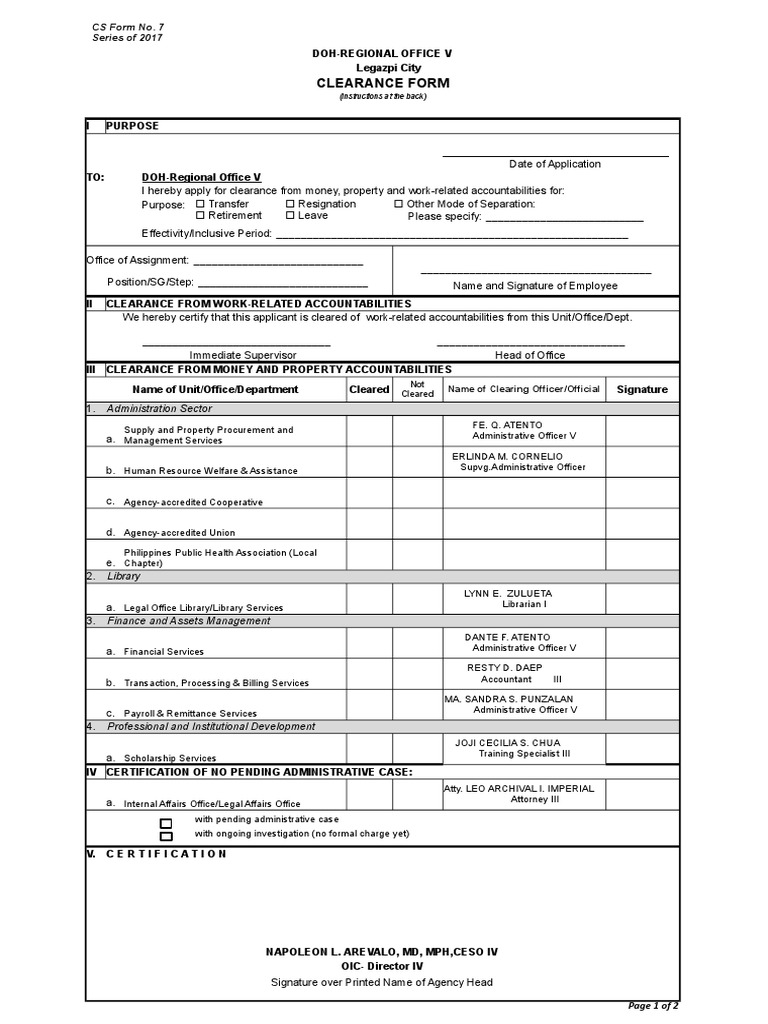 CS Form No. 7 NEW Clearance Form 2 | PDF | Government | Economies