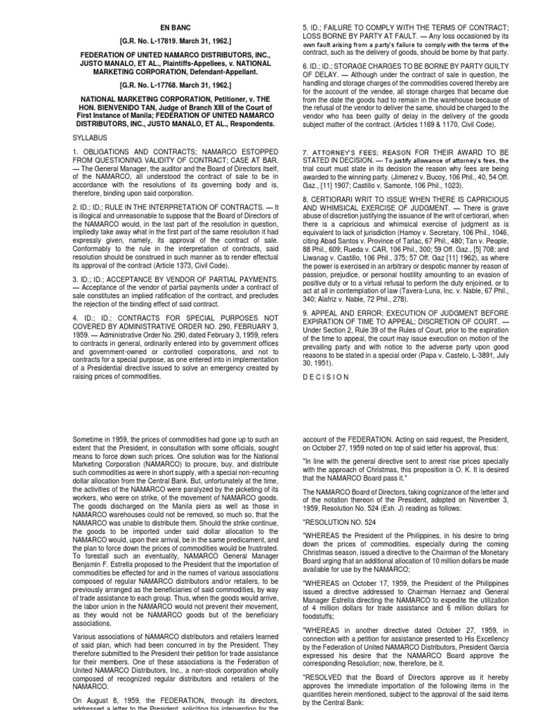 Federation of United NAMARCO Distributors vs. CA 4 SCRA 867 PDF Supersedeas Bond Judgment