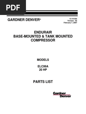 Gardner Denver Part List Gardner Denver Elc99a Valve Bearing