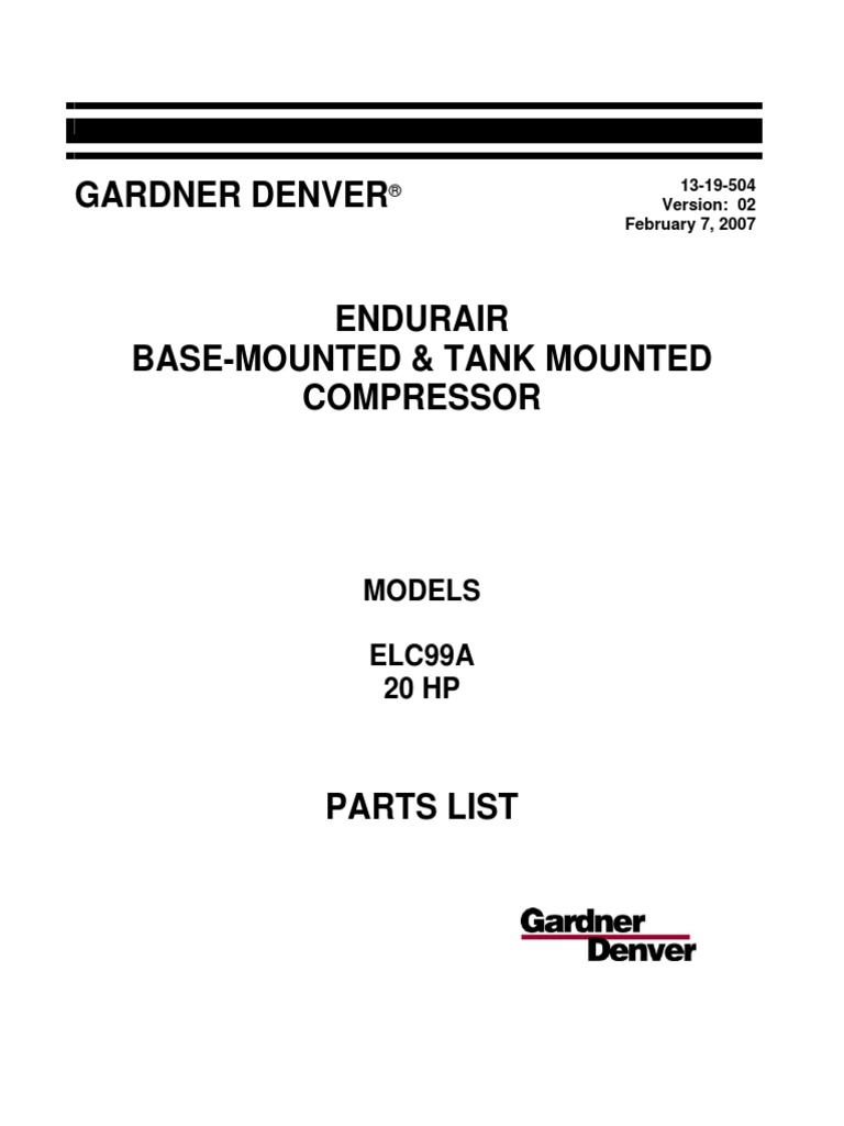 Gardner Denver Part List Gardner Denver Elc99a | PDF | Valve | Bearing  (Mechanical)
