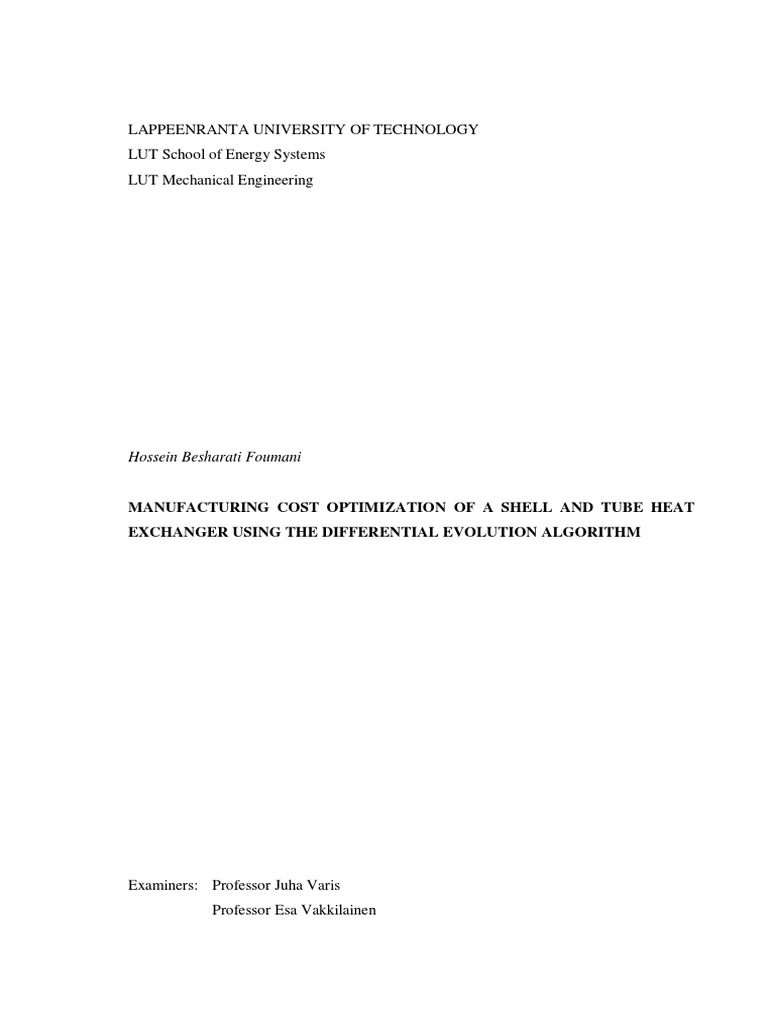 Cost Estimation Heat Exchanger PDF Heat Exchanger Mathematical