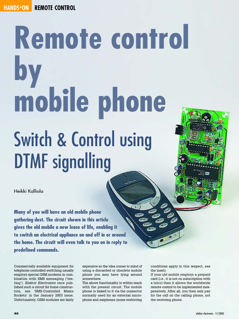Remote Control by Mobile Phone: Switch & Control Using DTMF Signalling ...