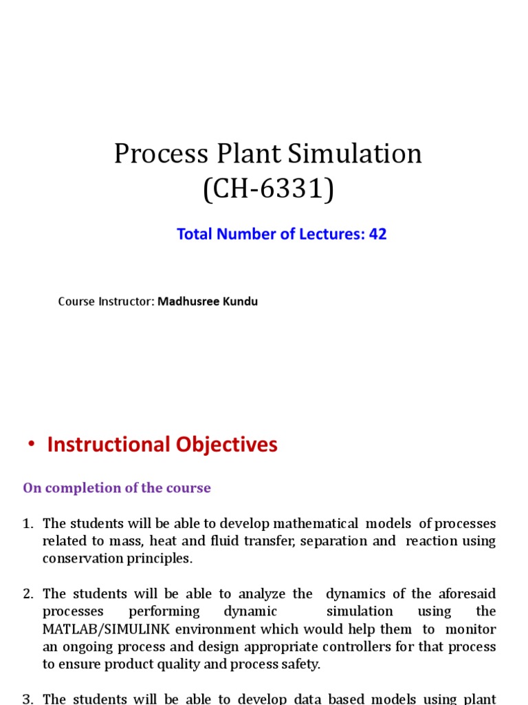 Process Plant Simulation Course | PDF | Time Series | Mathematical ...