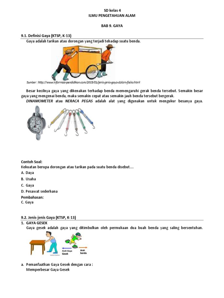 Latihan Soal Ipa Materi Gaya