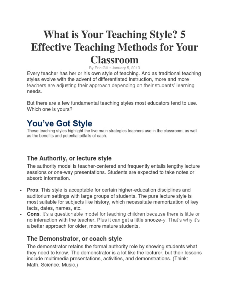 What Is Your Teaching Style Pdf Differentiated Instruction