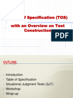 Table of Specification