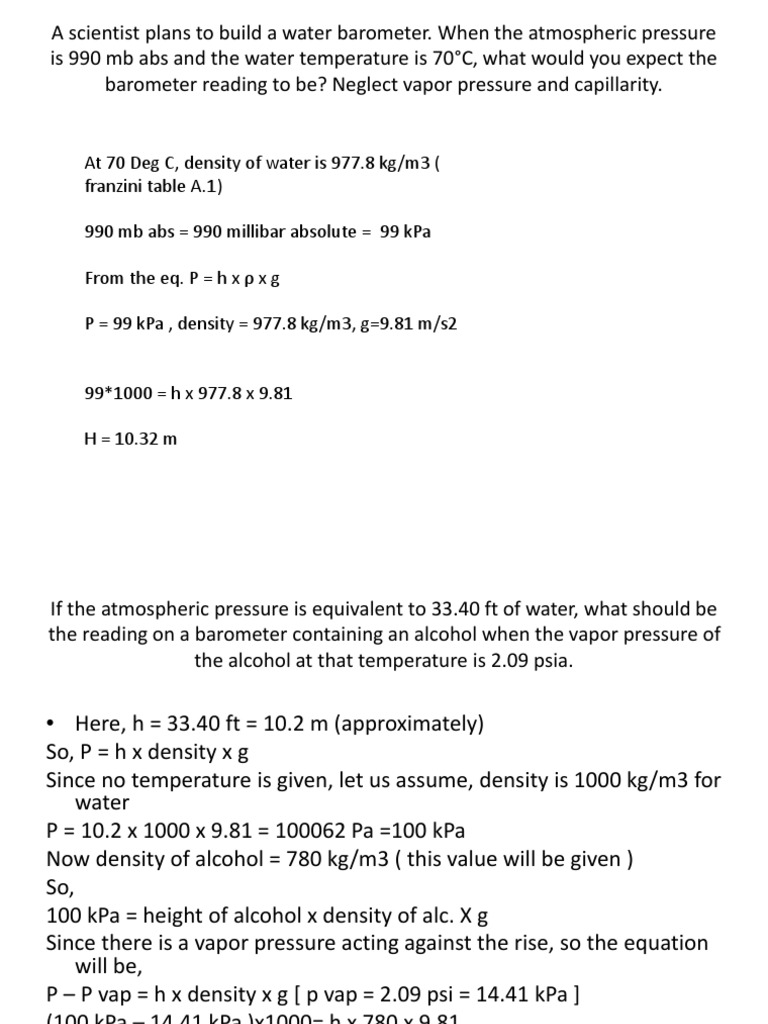 Solve Pressure Density