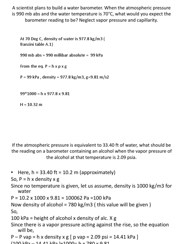 Solve Pdf Pressure Density