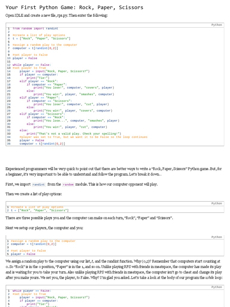 Your First Python Game_ Rock, Paper, Scissors - Python - The Hello ...