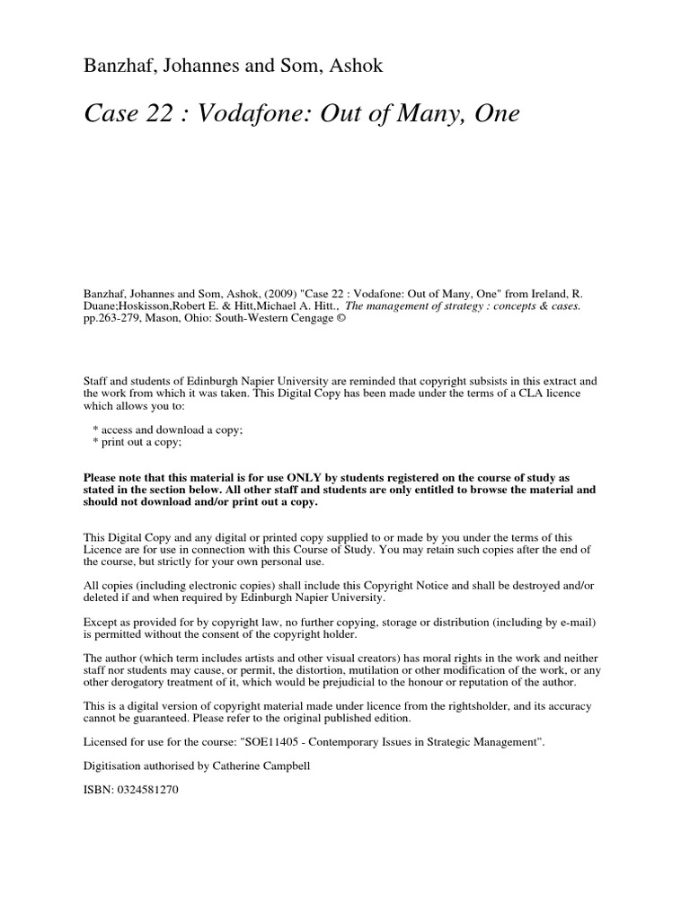 Vodafone Case Study Pdf Brand Soft Bank Group