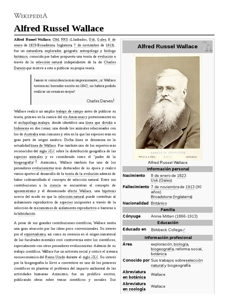 Alfred Russel Wallace Pdf Alfred Russel Wallace Charles Darwin