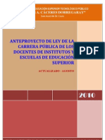 Anteproyecto de Ley de Carrera Publica de Docentes de Institutos y Escuelas de Educacion Superior