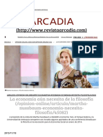 Martha Nussbaum La Economía Necesita de La Filosofía - RevistaArcadia