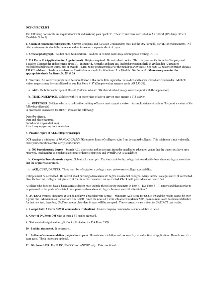 Ocs checklist pdf armed conflict unrest