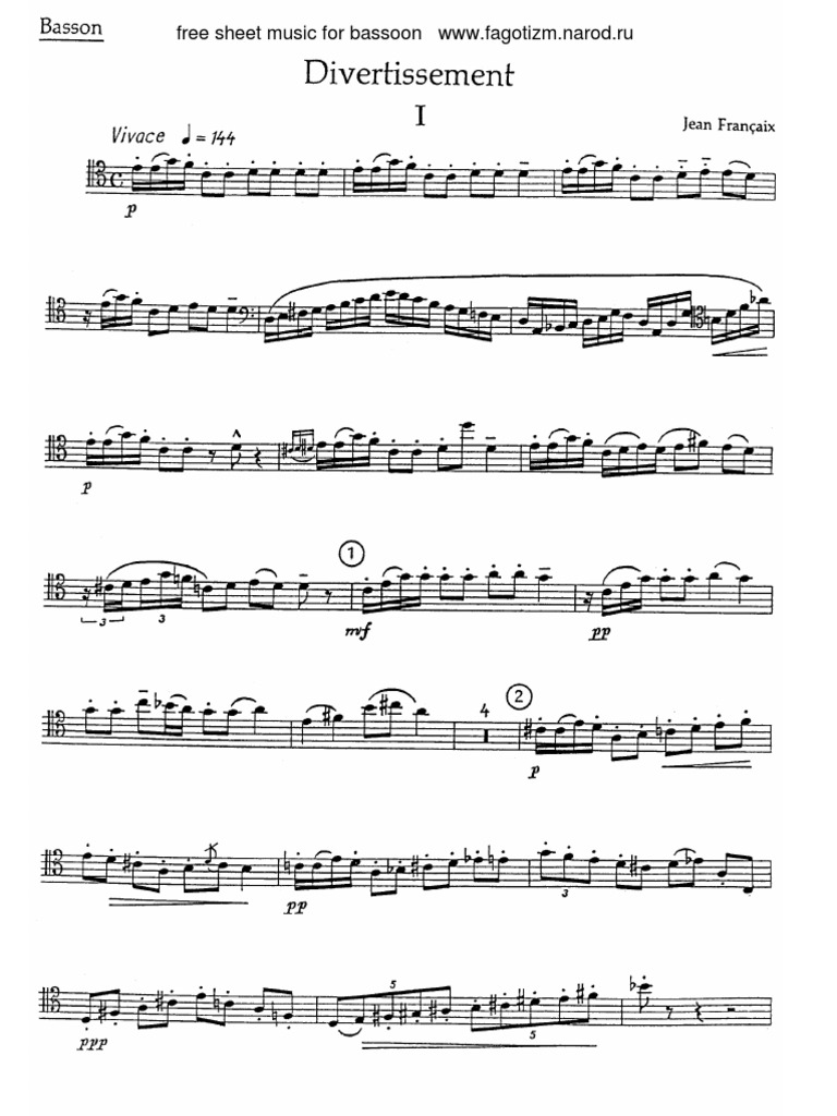 Francaix Divertissement For Bassoon And String Quintet Classical Music Bowed Instruments