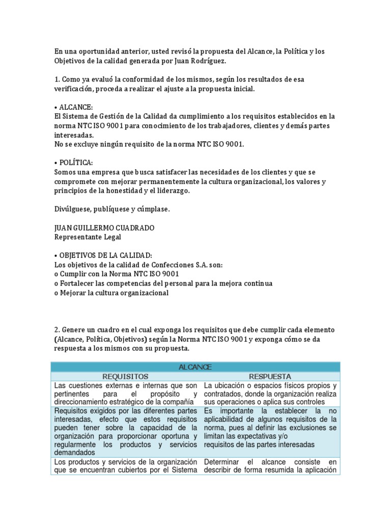 Ajuste de Propuesta de Calidad ISO 9001 | PDF | Gestión de la calidad ...