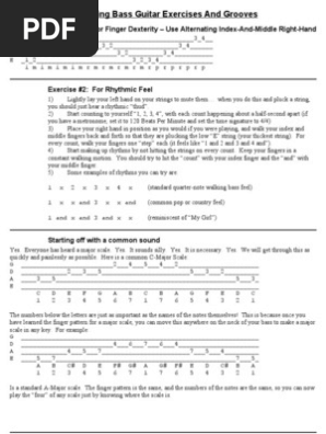 Beginning Bass Guitar Exercises And Chords Bass Guitar Guitars