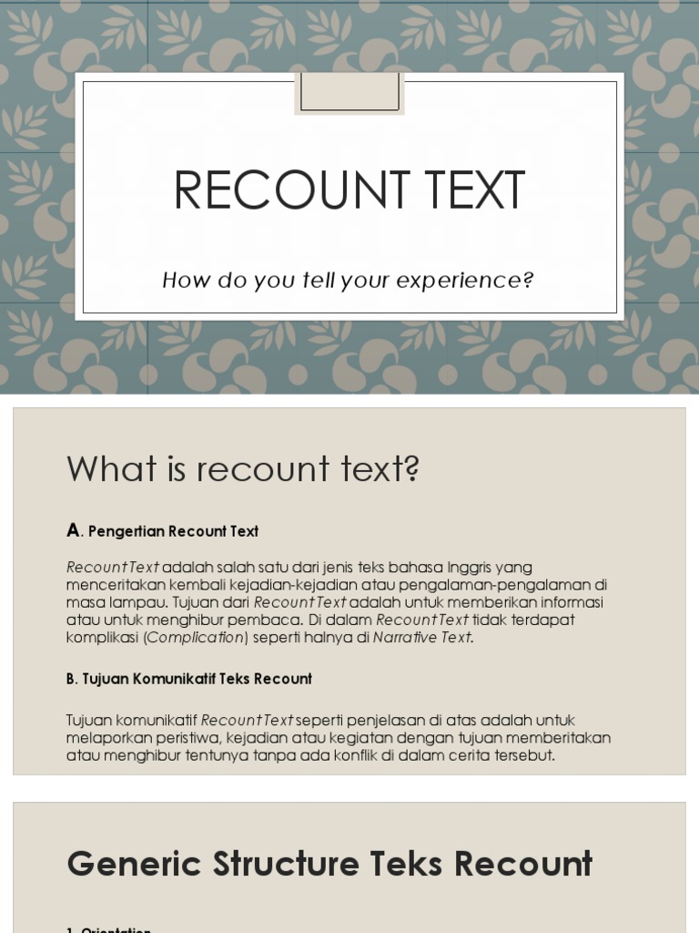 Panduan Lengkap Recount Text | PDF