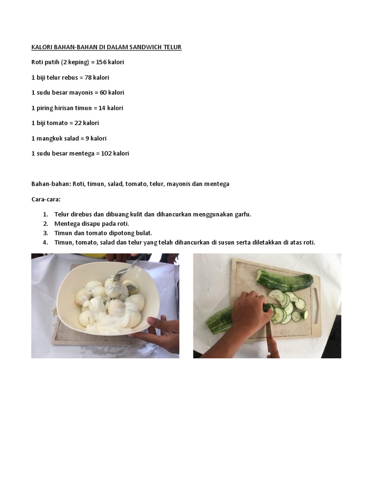 Kalori Bahan Sandwich Telur Pdf