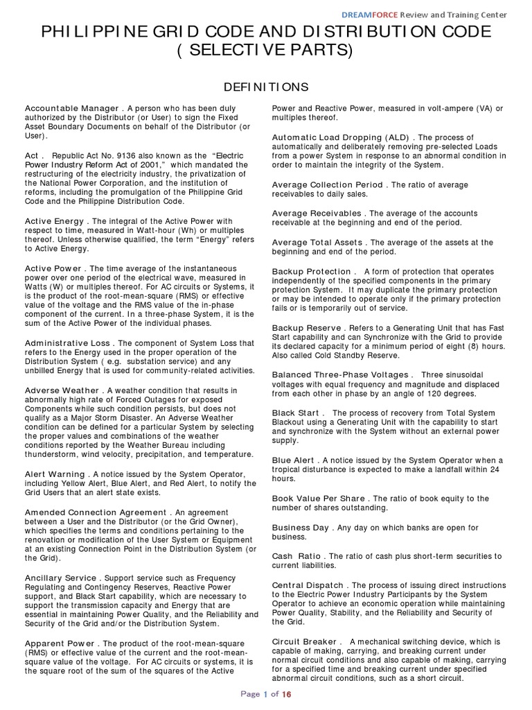 ''EPIRA's Transmission and Distribution Reliability Standards (Grid