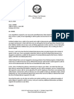 Letter From Portland Mayor Ted Wheeler's Office - Sean Riddell Response 073118