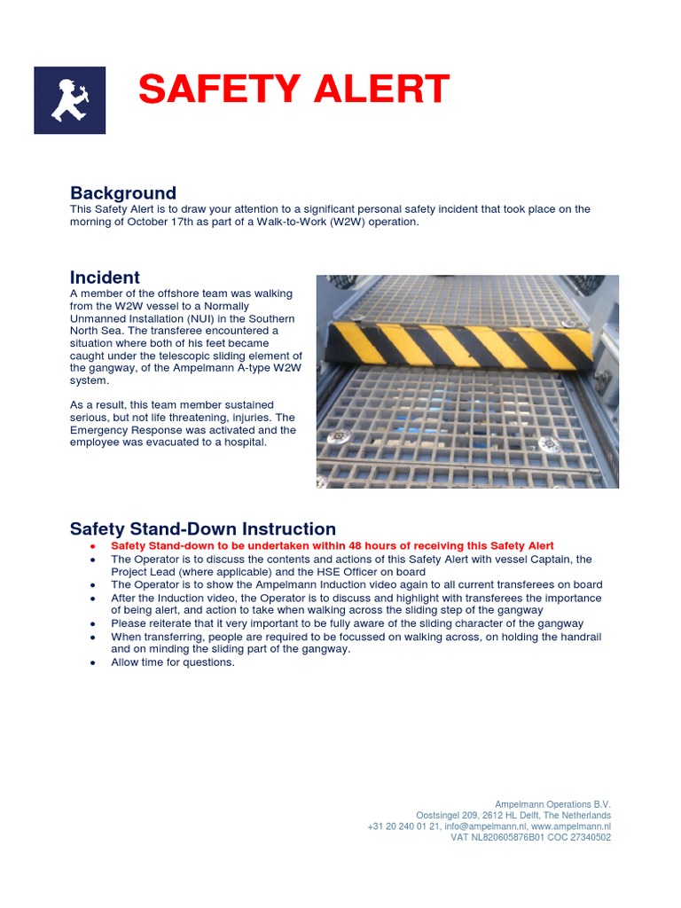 Safety Alert: W2W Incident Overview | PDF