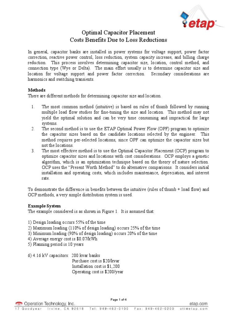 Optimal Capacitor Placement Strategies | PDF | Capacitor | Mathematical ...