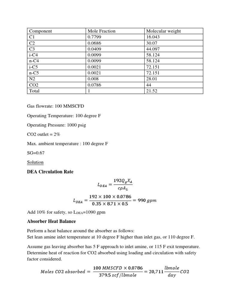 Amine Solution | PDF | British Thermal Unit | Enthalpy
