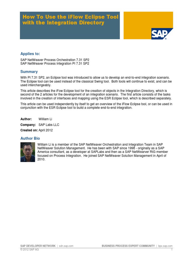 How To Use The Iflow Eclipse Tool With The Integration Directory PDF | PDF