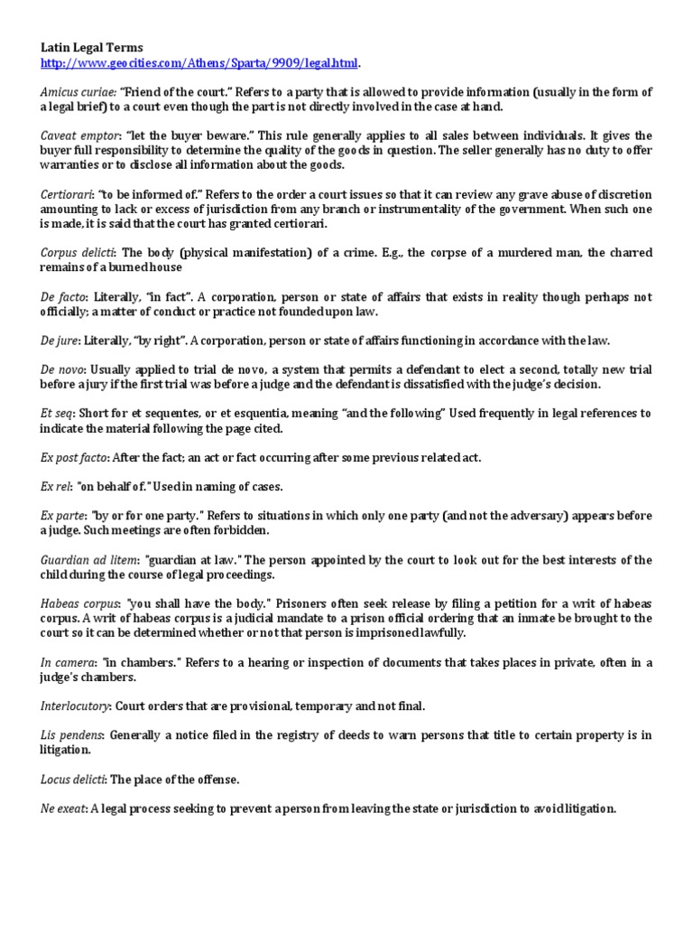 Latin Legal Terms | PDF