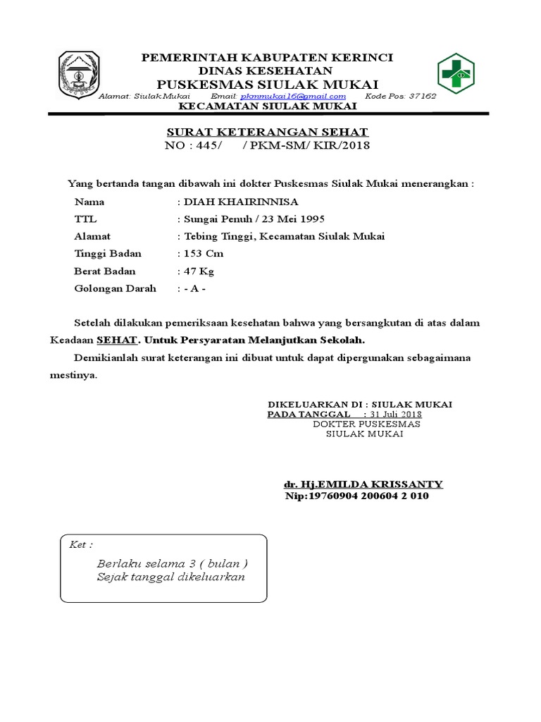 Surat Keterangan Sehat