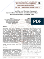 An Ethnobotanical Survey of Medicinal, Ornamental, Agricultural and Wild Plants in Maruthuvambadi Village, Tiruvannamalai District, Tamilnadu, India