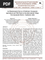 An Ethnobotanical Survey of Medicinal, Ornamental, Agricultural and Wild Plants in Maruthuvambadi Village, Tiruvannamalai District, Tamilnadu, India