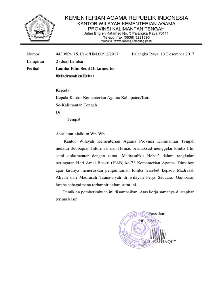 Surat Lomba Film Semi Dokumenter