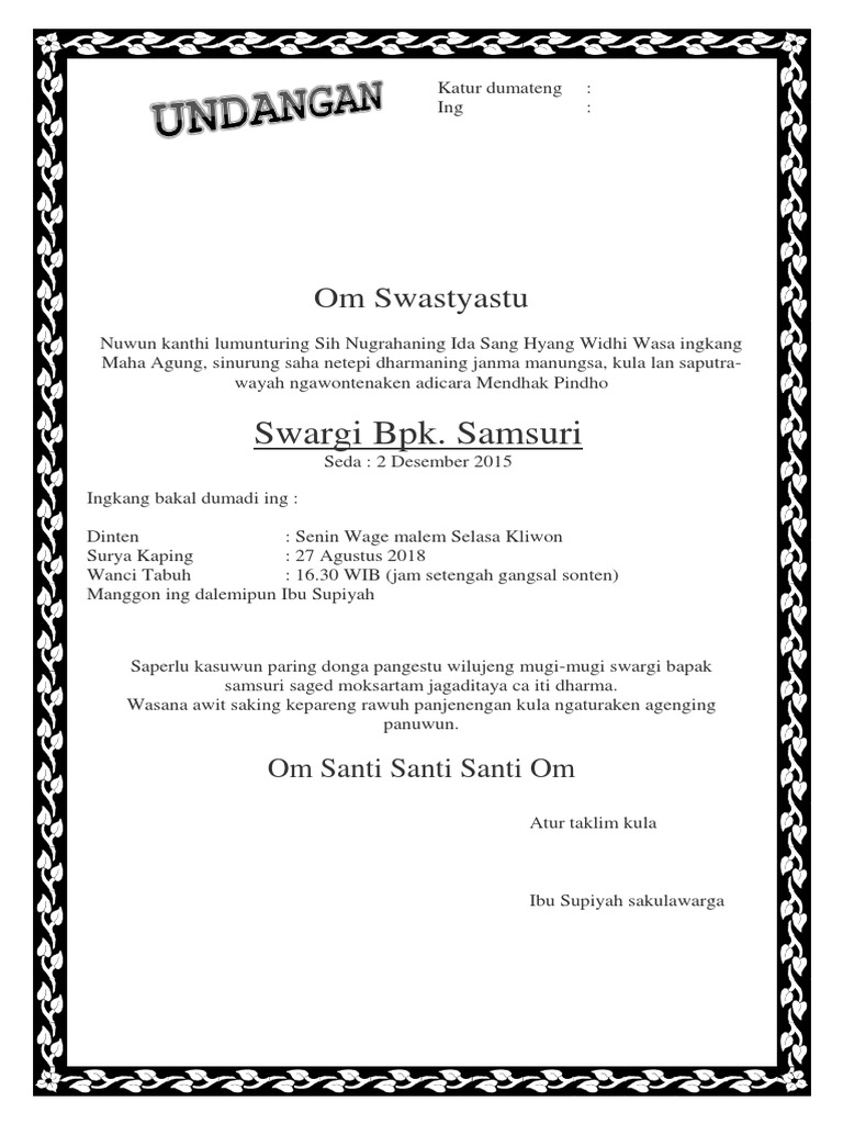 Surat Undangan Kematian Layang Lelayu