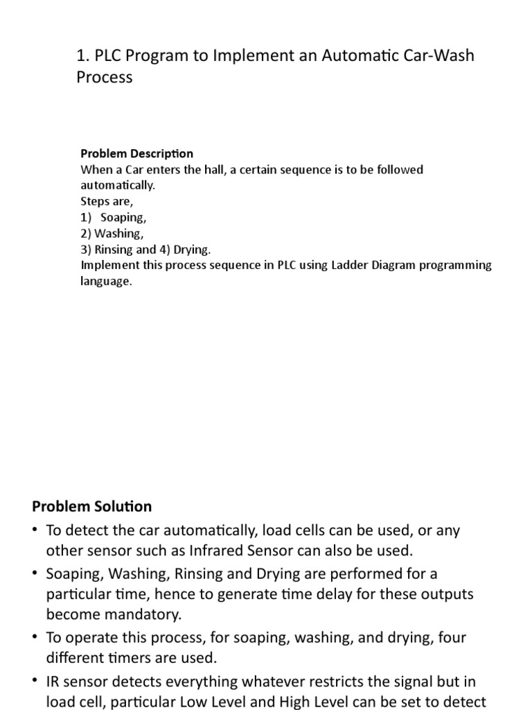 Automatic Car Wash PLC Program | PDF | Programmable Logic Controller ...