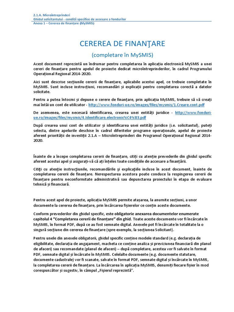 Anexa1.Formular Cerere Finantare PDF | PDF
